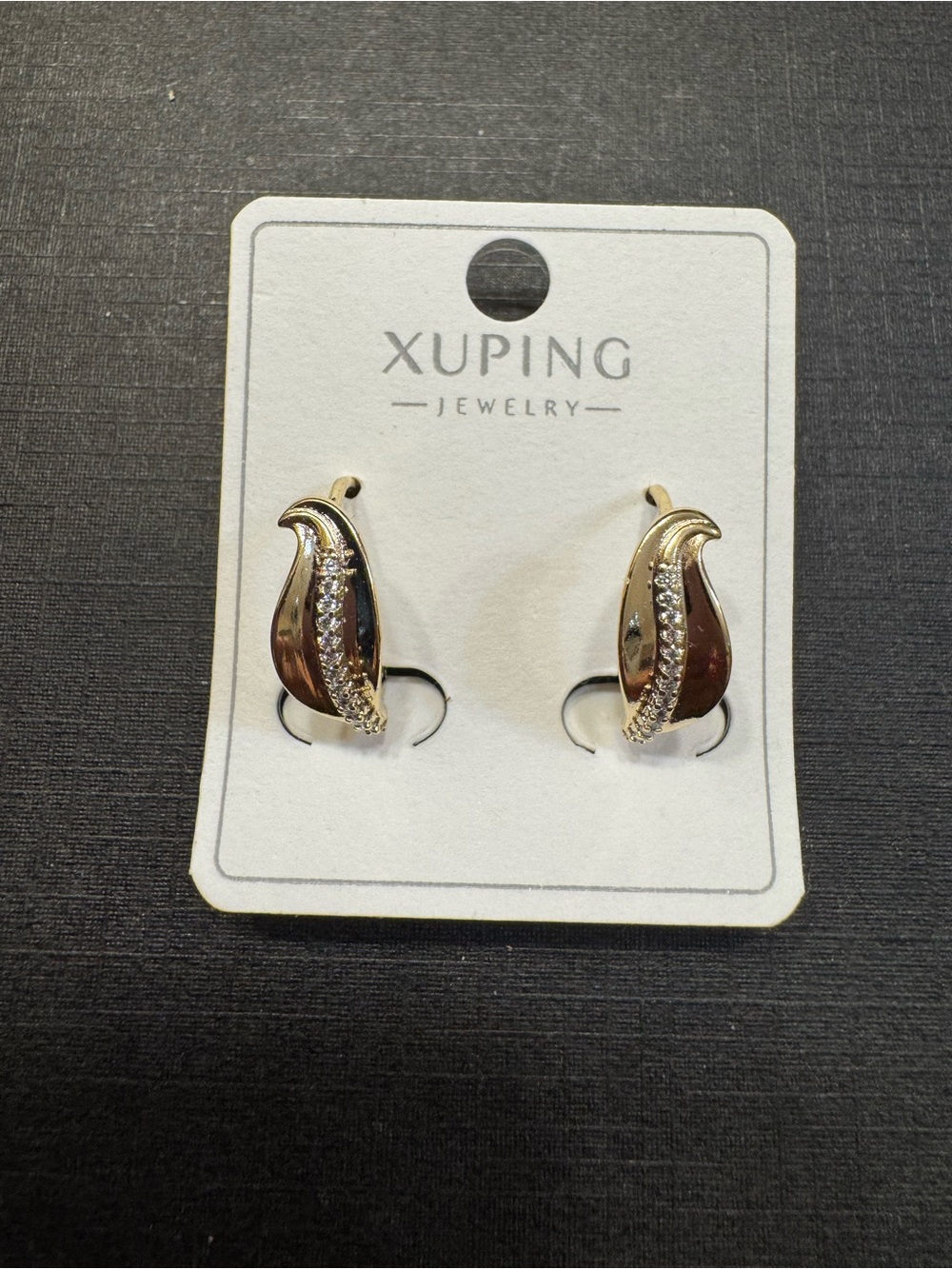 Ping Gold-Tone Earrings with Brown Enamel and Clear Crystals